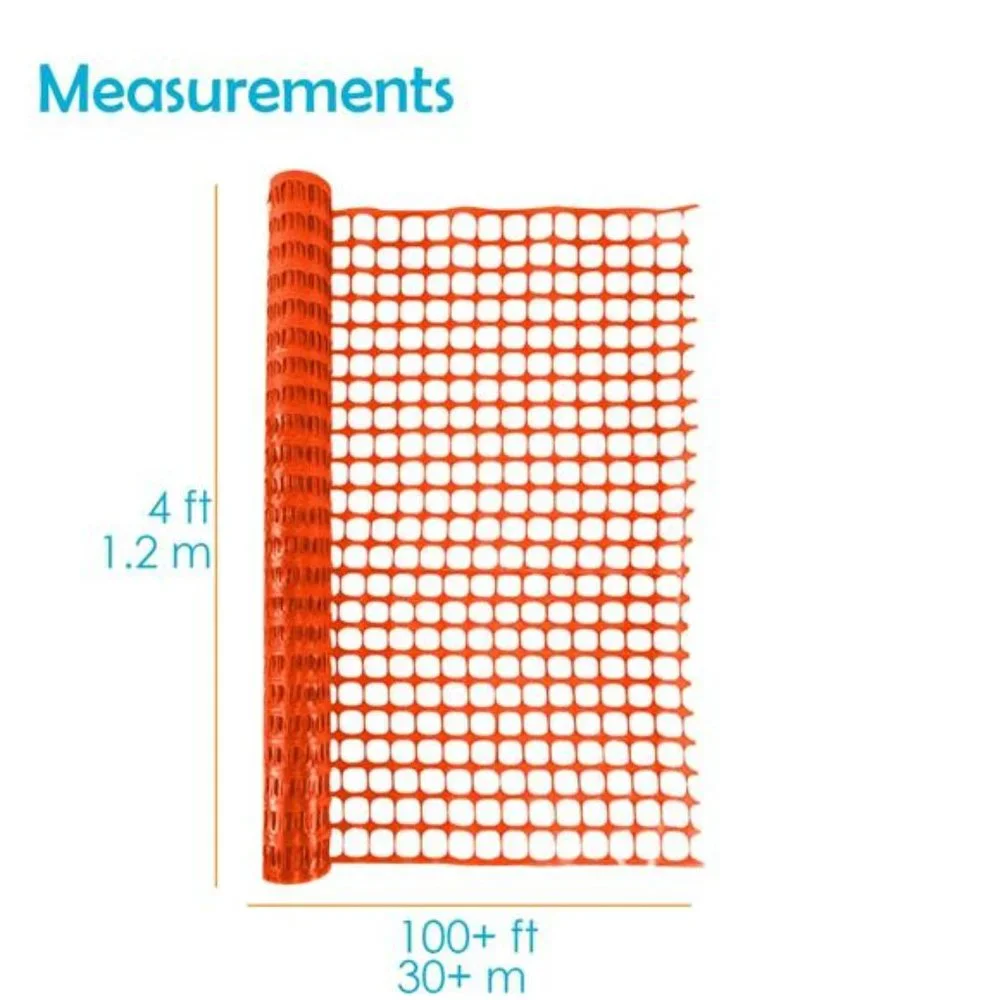 Plastic Mesh Fence, Construction Barrier Netting, Orange, 4'x100' Feet, 1 Roll